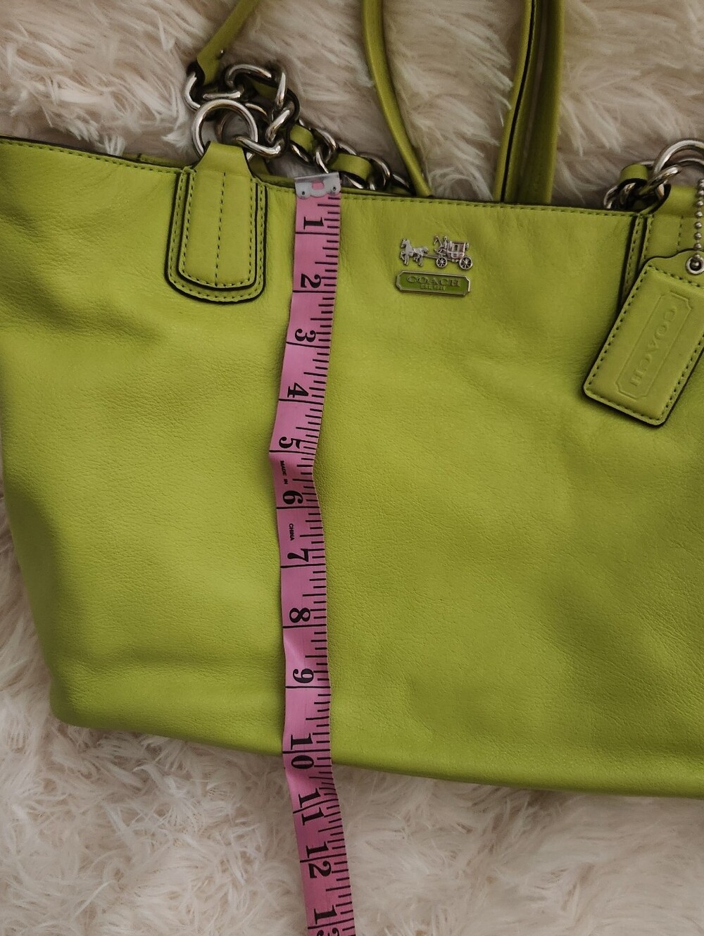 Coach Neon Yellow Leather Tote - Picture 9 of 13
